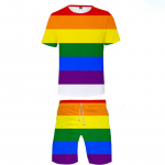 Spalvingi elementai, madingi 3D spaudiniai Vyri&scaron;ki, moteri&scaron;ki mar&scaron;kinėlių rinkiniai Vaivoryk&scaron;tės LGBT mar&scaron;kinėlių &scaron;ortai, dviejų dalių rinkinys, laisvalaikio Harajuku gatvės apranga 6XL
