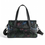 &bdquo;Johnature&ldquo; natūralios odos retro moteri&scaron;ka rankinė Rankų darbo reljefiniai madingi universalūs pečių ir kryžminio kūno krep&scaron;iai mėlyna