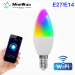 WiFi E14 Candle RGB LED lemputė 100-240V i&scaron;manioji pritemdoma lemputė veikia su Alexa lempa Google Home Yandex Alice Smart light 1 Pcs E14 WIFI Bulb