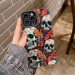 Baisus raudonas kaukolės ra&scaron;tas mink&scaron;tas dėklas iPhone 15 14 12 11 13 Pro Max 14Plus 12 13 Mini 7 8 Plus X XS Max XR galinis dangtelis iPhone 15 Pro Max