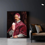 Juokingas pakeisto meno atspaudas Eleganti&scaron;ka dama su rožiniais ledais Plakatas Itali&scaron;kas Rokoko Vintažinis Aliejinis Paveikslas Saldainiai Maistas Drobės Paveikslas 21cm&times;30cm NoFrame