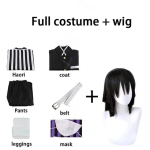 Anime Demon Slayer Kimetsu No Yaiba Iguro Obanai Haori Kimono Cosplay Kostiumas Perukas Baltoji Gyvatė Rekvizitai Helovino Kostiumas Suaugusiems Vaikams XXL-(Costume+Wig) black