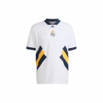 Adidas SS23 Icons Retro Real Madrid Futbolo Sportinis Trumpomis Rankovėmis Mar&scaron;kinėliai Vyri&scaron;ki Vir&scaron;utiniai Drabužiai Balti HT6456 XXL