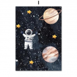 1vnt Sienos Menas Drobė Tapyba Karikatūra Astronautas Interjero Paveikslai Svetainė Namų dekoras Erdvė Skaičiai Raidės Darželis Be rėmelio 21*30cm No Frame