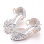 2024 Naujos Vasarinės Mergaičių Sandalai su Storu Kulnu: Princesės žuvies burnos auk&scaron;takulniai vaikų pasirodymams. Size 36 / 22.5 cm rožinė