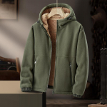 Fleece striukė vyrams, rudens ir žiemos medvilninė striukė, megztinis su stora vilna ir avienos vilna striukė su gobtuvu XXXXXL armijos žalia spalva