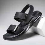 Madingi vyri&scaron;ki sandalai Atviras pir&scaron;tas Plok&scaron;čiapadžiai Sandalai Odiniai Vyri&scaron;ki Vasariniai Batai Laisvalaikio Patogūs Mink&scaron;ti Paplūdimio Avalynė Vyri&scaron;ki Batai Zapatillas De Hombre 43 juoda