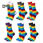 6 poros unisex žieminių kojinių, spalvotos vaivoryk&scaron;tės dryžuotos, vidutinio ilgio, labai elastingos, &scaron;iltos, neslystančios, storos porų kojinės, kasdienės sportinės kojinės įvairiaspalvis