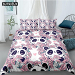 Animacinis mielas panda poliesterio patalynės komplektas vaikams, užvalkalai, berniukų patalynės komplektas paaugliams, karali&scaron;ko dydžio patalynės komplektas EU single(135x200cm)