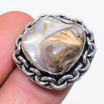 Natural Biwa Pearl Gemstone 925 Sterling Silver Jewelry Ring Size 7 d3q58