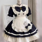 Japoni&scaron;kas mielas lolitos stiliaus &scaron;velnios mergaitės tarnaitės cosplay kostiumas su kaspinu Medium