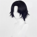 Chrollo Lucilfer Cosplay perukas Anime vidurinė dalis trumpi juodi kar&scaron;čiui atsparūs sintetiniai plaukai Helovino vakarėlio perukai + peruko kepurė One Size
