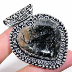 Black Rutile Handmade 925 Sterling Silver Jewelry Pendant 2.29 n4i99