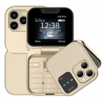 I16 Pro Dvi SIM kortelės Ne i&scaron;manusis Sulankstomas Atlenkiamas Mygtukinis Telefonas MP3 Maginis Balsas Žibintuvėlis Greitasis Rinkimas Senjorų Atlenkiamas Mobilusis Telefonas auksas