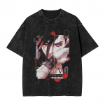 Anime Arcane Vi Žaidimas Violetinis Spausdintas Skalbtas Mar&scaron;kinėlis Vyrams Moterims Manga Mar&scaron;kinėliai Vintage Medvilninis Mar&scaron;kinėlis Harajuku Vyri&scaron;kas Mar&scaron;kinėlis 4XL black