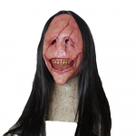 Moteri&scaron;ka velnio baisi siaubo latekso raudonos veido kaukė su plaukais Helovino Cosplay vakarėliui