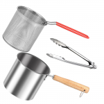 Gruzdintuvė su sieteliu, nerūdijančio plieno gruzdintuvė su rankena, dangčiu, aliejaus mini gruzdintuvė žuviai, krevetėms, vi&scaron;tienai kepti