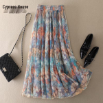 Cypress House Eleganti&scaron;kas gėlėtas tinklinis sijonas su auk&scaron;tu juosmeniu S