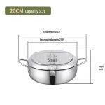 304/201# Nerūdijančio plieno tempuros keptuvė su aliejaus temperatūros indikatoriumi ir filtravimo dangčiu 201 Stainless Steel Fryer