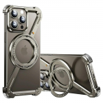 Oatsbasf Z formos metalinis telefono dėklas, skirtas iPhone 16 15 14 Pro Max, su stovu, 360&deg; besisukantis, Magsafe, minimalistinis, be rėmelio, apsauginis dėklas aluminum&For iPhone 12 natūrali