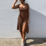 Suknelės Sundress Vasarinis Moteri&scaron;kas Priežastinis ta&scaron;kelis Be rankovių auk&scaron;ta klostuotas elastingas juosmuo V formos kaklo paplūdimio suknelė Vasarinės suknelės S ruda
