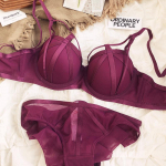 Naujos spalvos apatinio trikotažo rinkinys Sexy Hollow Push Up liemenėlės komplektas moterims Classic Bandage Brassiere Summer Lace Plus Size liemenėlės ir kelnaičių rinkiniai 85C violetinė