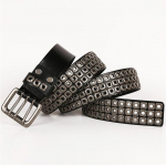 Sunkaus metalo kaubojų punk diržas natūralios odos hiphopo diržai vyrams Cross Rivet Jeans diržas vyri&scaron;kas dirželis Ceinture Homme 105cm juoda