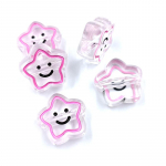 5 vnt 19 mm akrilo la&scaron;inamas aliejus permatomas pentagramos &scaron;ypsenėlių veido karoliukai &bdquo;pasidaryk pats&ldquo; rankų darbo karoliukų karoliai plaukų virvių priedai raudona