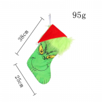 Kalėdinės dekoratyvinės kojinės Grinch žalių plaukų monstras &scaron;viečiančios kojinės saldainių mai&scaron;elis pakabukas dovanų mai&scaron;elis žalia
