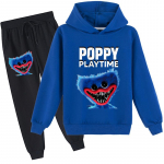 Vaiki&scaron;kas 3D džemperis Huggy Wuggy megztinis sportinis kostiumas Poppy Playtime vaiki&scaron;kas megztinis + kelnės 100cm ultramarino mėlyna spalva