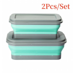 2 vnt./rinkiniai Silikoninė pietų dėžutė Sulankstoma pikniko bento dėžutė Kvadratinis salotų dubuo Daugiafunkcinė kelioninė sulankstoma maisto laikymo dėžutė su dangteliu