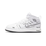 Air Jordan 1 Mid PS Scheminiai Vaikų Kedai Balti Juodi DQ1866-100 28