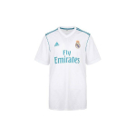 Adidas Real Madrid 2017-18 Sezono Namų Mar&scaron;kinėliai Su Raidiniu Logotipu Dryželiais Vyri&scaron;ki Vir&scaron;utiniai Drabužiai Balti AZ8059 S
