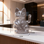 Maneki Neko Laimės Katės Statulėlė Mojuojanti Laimę Kviečianti Katė su Moneta Japonijos Laimės Talismanas Namams Biurui Dervos Dekoras Dovana &scaron;ampanas