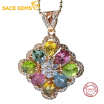 SACE GEMS S925 Sterling Silver 4 * 5 mm natūralaus turmalino kaklo karoliai, skirti moterų sužadėtuvių kokteilių vakarėliui, puikūs papuo&scaron;alai