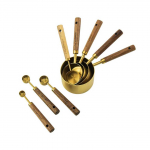 8 vnt. matavimo &scaron;auk&scaron;tų rinkinys medine rankena nerūdijančio plieno matavimo puodelis kepimo įrankiai uodegos kabliukas skalė virtuvės įrankiai