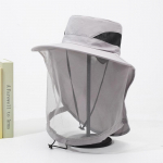 Unisex Sulankstoma Apsauginė Kepurė nuo Uodų su Paslėptu Tinkleliu, Apsauga nuo UV Spindulių, Apsauga nuo Vabzdžių ir Bičių, Lauko Skydelis, Kibirėlio Kepurė, Žvejo Kepurė &scaron;viesiai pilka spalva
