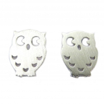7bis [P8214] - Boucles artisanales 'Chouette au clair de Lune' argent&eacute; - 10x8 mm sidabras