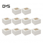 10 vnt. Didelės talpos tvirtos apkrovos sausainių dėžutė, naudingas baltas/rudas kepinių desertų pakavimo dėklas S balta