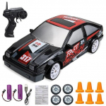 2,4G didelio greičio Drift Rc Car 4WD žaislinis nuotolinio valdymo pultas AE86 modelis GTR transporto priemonė RC lenktyniniai automobiliai žaislas vaikams Kalėdinės dovanos juoda/raudona
