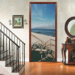 Kra&scaron;tovaizdžio durų lipdukai 3D Nuimami Vinilos Para Puertas lipni tapetai Meno freskos durims Biblioteka &Scaron;iuolaikinis namų dekoras 77X200cm(cut 2Pcs)