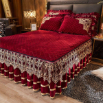 Naujas storas kri&scaron;tolo aksominis lovos sijonas europieti&scaron;ko stiliaus 1vnt lovatiesės Kvėpuojanti patalynė patalynė Miegamojo dekoravimo reikmenys 180*200cm with pillowcase