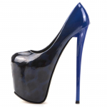 Madingi Sexy Leopard 19cm Super auk&scaron;takulniai Platformos Moteri&scaron;ki Pumpės Batai Madingi Raudono Aukso Vestuvių Vakarėlio Feti&scaron;o Batai Didelis Dydis 45 50 49 mėlyna