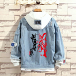 Cosroad Naruto džinsinė striukė Uchiha Sasuke Cosplay pavasario rudens džinsai su gobtuvu Vyri&scaron;ki Moteri&scaron;ki Kostiumai Vir&scaron;utiniai drabužiai Paltai M