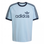 Adidas Originals megztas premium mar&scaron;kinėlis laisvas dryžuotas apvalia kaklo i&scaron;kirpte megztukas trumpomis rankovėmis mar&scaron;kinėlis vyri&scaron;ki vir&scaron;utiniai drabužiai dangaus mėlynumo JN5557 3XL