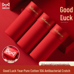 MiiOW Men's Red Cotton Boxer Briefs for Ben Ming Nian XL (126-148 lbs)