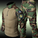 RU Camo Taktiniai Rinkiniai Vyrams Lauko Kvėpuojantys Ilgomis Rankovėmis Mar&scaron;kinėliai + Daug Ki&scaron;enių Tiesios Krovinių Kelnės 2 Vnt Kostiumas Treniruočių Kovinis Rinkinys S