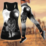 &bdquo;White Wolf Dog Print&ldquo; jogos apranga moterims Madinga 3D spausdinta treniruočių antblauzdžiai Fitnesas Sportas auk&scaron;tu juosmeniu Kasdieninės jogos kelnės L