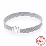 Tikri 925 sterlingų sidabro karoliukai susegti karoliukai apyrankės moterims tinka originalūs atspindžiai apyrankės žavesiai moteri&scaron;ki Papuo&scaron;alai Papuo&scaron;alai 21cm