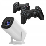 P30 Max projektorius 4K HD 1080P Bluetooth Android 11 Proyector su 2 belaidžiais žaidimų valdikliais, integruotais 3000 žaidimų with EU Plug balta